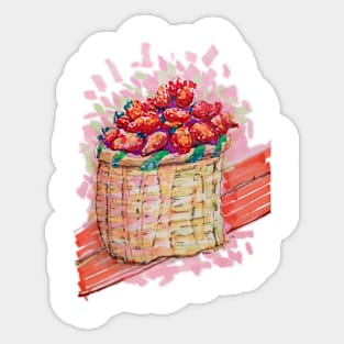 Strawberries Basket colorful Sticker